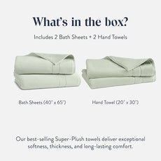 Brooklinen Super-Plush Bath Sheet and Hand Towel Set - 2 Bath Sheets 2 Hand Towels - Cotton, Highly Absorbent (Aloe)