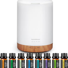 InnoGear Aromatherapy Diffuser & 8 Essential Oils Set, 300ml Premium 5-in-1 Ultrasonic Essential Oil Diffusers Scent Humidifier Aroma Diffuser Vaporizer Auto-Off Timer for Room Office Home, Yellow