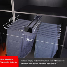 Pull Out Pants Rack16 Arms Steel Slid Pant Rack Pull Out Trousers Rack Pants Hanger Bar Clothes Organizers Load 35lbs Sizes L 13.77in, h 4.33 in w 24.8in