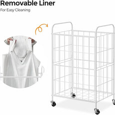 Laundry Hamper with Wheels, 90L Laundry Basket with Handle, Laundry Sorter with Removable Liner Bag