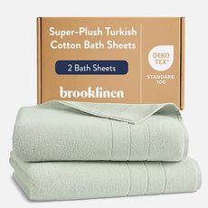 Brooklinen Super-Plush Turkish Cotton Bath Sheets - Set of 2 - Cotton, 820 GSM, Highly Absorbent, Machine Washable, Perfect for Home & Bathroom (40