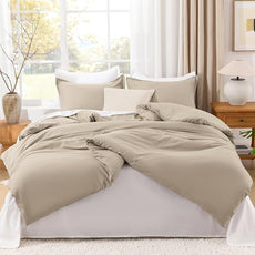 Litanika Comforter Set, Lightweight Solid Bedding Comforter Set, Fluffy Down Alternative Bed Set, Khaki, Queen