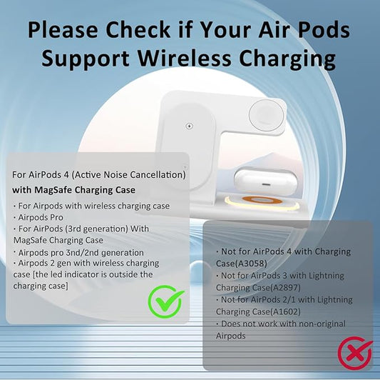 3 in 1 Foldable Charging Station for Apple Products,Wireless Charger for iPhone 17 16 15 14 13 12 Pro Max,Travel Dock Adapter&Light for iWatch Series 11 10 9 Ultra 3/2 SE 3/2,for AirPods 4 3 2 Pro 3/2