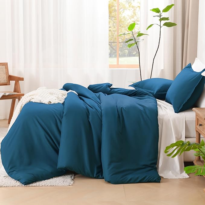 Litanika Comforter Set, Lightweight Solid Bedding Comforter Set, Fluffy Down Alternative Bed Set, Teal, King
