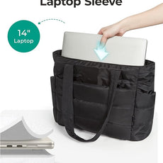BAGSMART Tote Bag for Women, Lightweight Puffy Tote Bag with Compartments Shoulder Bag Handbag for Travel, Work, Gym