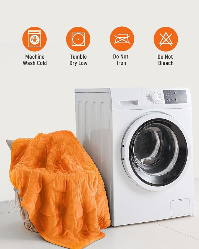 Weighted Lap Blanket 7 lbs for Adults, Luxury Soft Small Weighted Blanket, Compact Portable Weighted Lap Pad for Relaxation, Sleeping, Travel, All-Season Use, Bright Orange, 40" x 52"