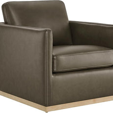 CHITA Genuine Leather Swivel Accent Chair, FSC Certified Mid Century Modern Arm Chair for Living Room and Bedroom, Fully Assembled, Mink Brown