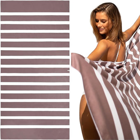 SummerSand Microfiber Beach Towel Extra Large (79 x 39.5 in) - Quick Dry, Sand Free - Compact and Lightweight for Travel - Recycled Materials - Travel Bag Incl - Oversized Pool Towel – Dusty Rose