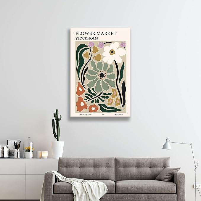 Zzuyi Flower Market Poster,Botanical Prints,Green Flower Prints Anthropologie art for Bathroom,Aesthetic Decor-20x30