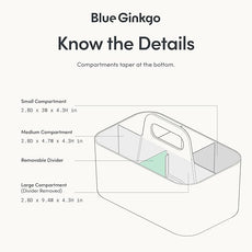 BLUE GINKGO Stackable Organizer Caddy – Korean-Made Portable Tote for Bathroom, Office, Crafts, or School Supplies (Rectangle, White)