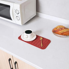 Silicone Dish Drying Mat for Multiple Usage,Easy clean,Eco-friendly,Heat-resistant Silicone Mat for Kitchen Counter or Sink,Refrigerator or Drawer Liner Red S 12 inches x 6 inches