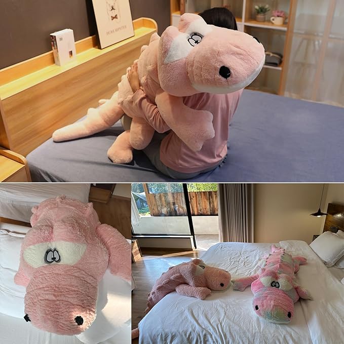 Hofun4U Alligator Plush Pillow, 67 inch Alligator Stuffed Animal, Home Decoration Christmas Valentine’s Birthday Gift for Boys Girls Adults Kids (Pink)