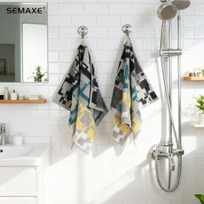 SEMAXE Hand Towels for Bathroom, 100% Cotton Towels with Hanging Loops, Soft and Absorbent, 4 Pack Hand Towel Set for Gym, Shower, Hotel and Spa, Decorative Checkered Towel