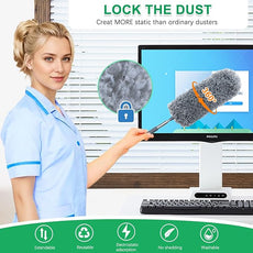 2 Pack Microfiber Duster for Cleaning, Hand Washable Dusters with Microfiber Head, Extendable Pole, Cleaning Supplies for Office, Car, Window, Furniture, Ceiling Fan