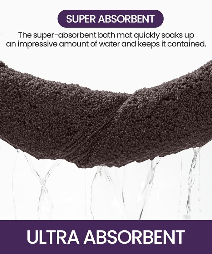 DEXI Bathroom Rug 24x16, Non Slip Washable Bath Mat for Shower Floor, Absorbent Soft Bathmat with Rubber Backing, Quick Dry Microfiber Carpet, Brown
