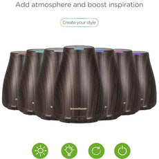 InnoGear Essential Oil Diffuser with Oils, 100ml Aromatherapy Diffuser with 6 Essential Oils Set, Aroma Cool Mist Humidifier Gift Set, Dark Wood Grain