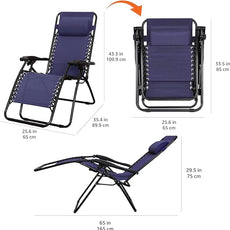Amazon Basics Outdoor Patio Zero Gravity Lounge Chair with Pillow, Folding Reclining and Textilene Adjustable, Folding Lounge Lawn Chairs for Outside, 26