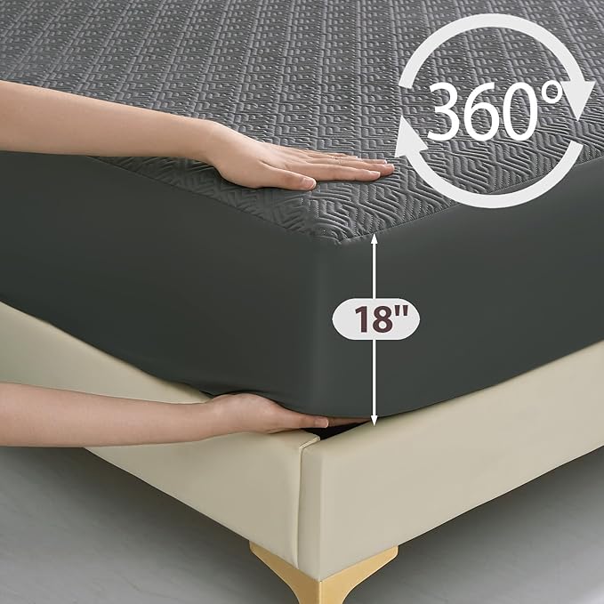 Full Size 100% Waterproof Mattress Protector 18''Deep Pocket Breathable All-Round 360° Incontinence Pads for Adults Kids Elderly Pets Machine Washable and Easy Care Bedwetting Pads