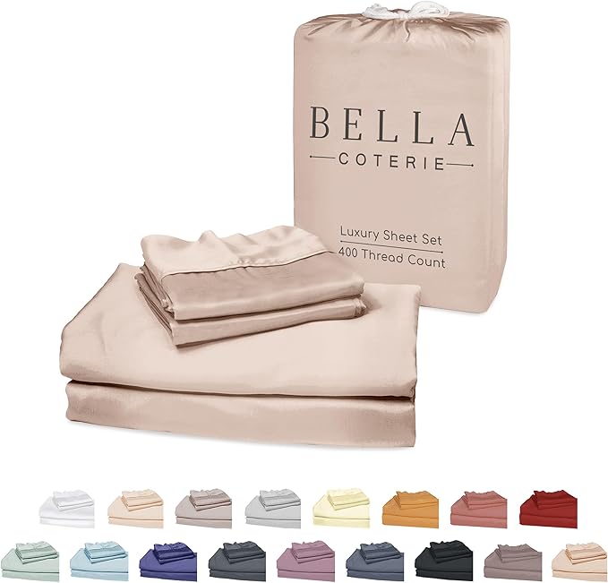 Bella Coterie Luxury Bamboo Viscose Full Size Sheet Set | 100% Organically Grown | Ultra Soft | Cooling for Hot Sleepers | 18" Deep Pocket [Dusty Rose] BC