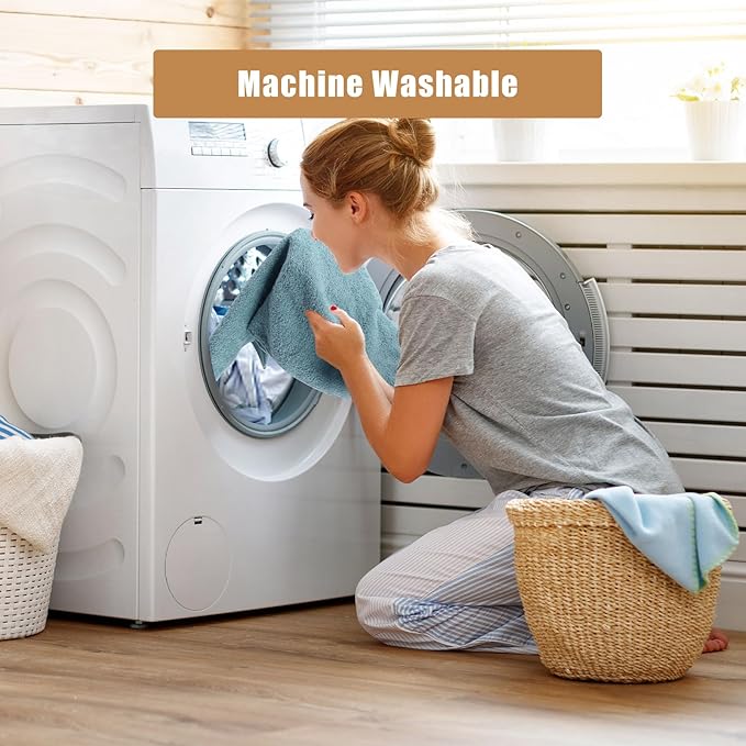 SEMAXE 18-Piece Blue Bath Towel Set - 6 Bath/Hand/Wash Towels with Hanging Loops | Value Pack, 100% Cotton Ultra Absorbent | Hotel Quality at Wholesale Price