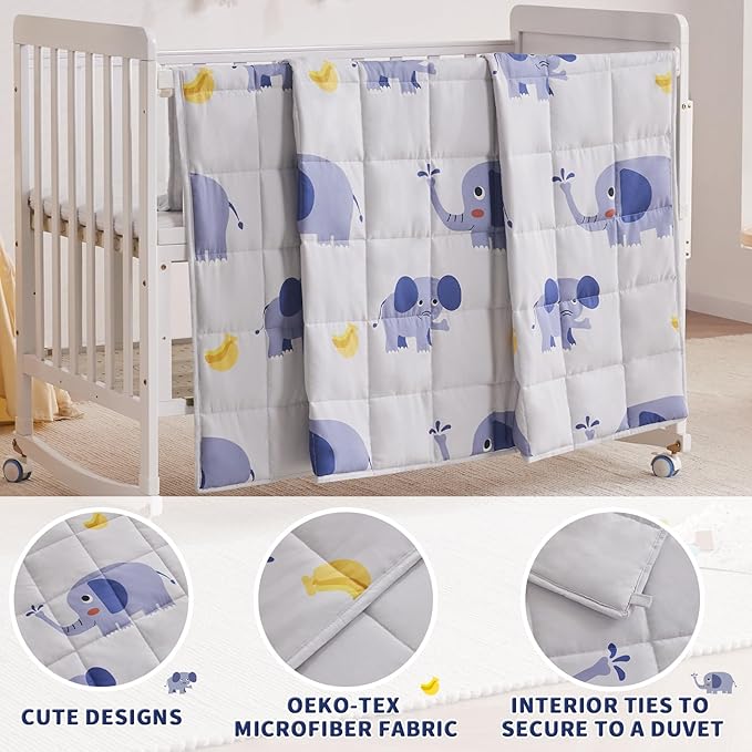 anfie Weighted Blanket Kids(36"x48" 3lbs) Weighted Blanket Cooling Blanket for Sleeping,Throw Size Breathable Blanket with Premium Glass Bead(Grey Elephant)