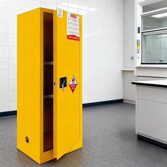 60 Gallons Fire Safety Storage Cabinet, 18.11" D x 23.22" W x 64.96" H Large Metal Cabinet with Adjustable Shelf, Flammable Liquid Storage Cabinet for Commercial Industrial Home