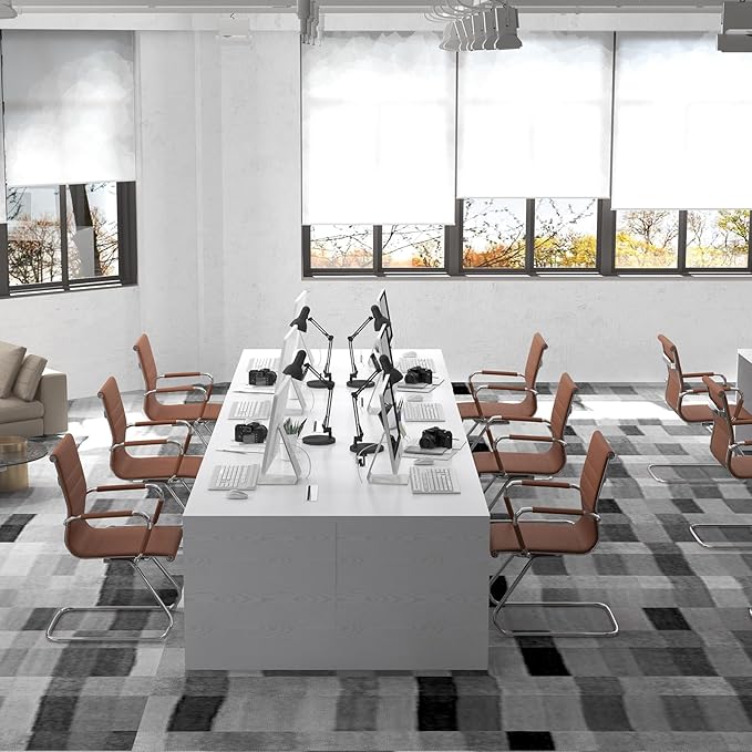 Office Heavy Duty Chair Guest Chair Leather Conference Chairs Reception Chairs Back Support, Set of 2 (Cafe)