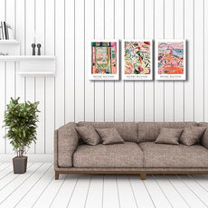 Wieco Art Canvas Wall Art 3 Piece Henri Mattise Art Abstract Colorful Matisse Posters Canvas Prints for Wall and Home Office Decorations