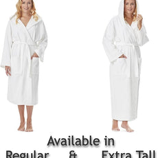 Arus Women's Hooded Classic Bathrobe Turkish Cotton Robe with Full Length Options