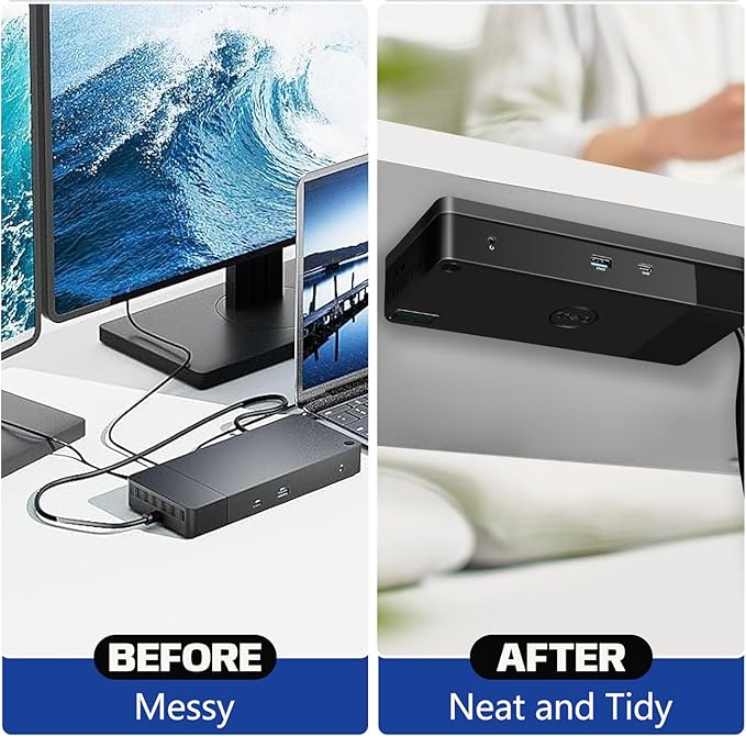 Under Desk Mount for Dell WD19 / WD19S / WD19TBS / WD19TB / WD22TB4 Dock + Power Bricks (for 180W and 130W), Docking Station & Power Bricks Holder