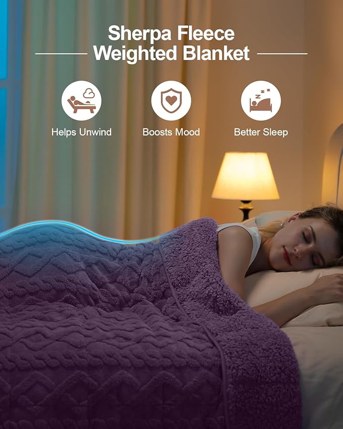 Super Fuzzy Soft Sherpa Fleece Weighted Blanket, 15 lbs Dual Sided Fluffy Heavy Weighted Blankets for Adults - No Bunching with Double Layers of Soft Inner Lining (48"x 72", 15 Pounds)