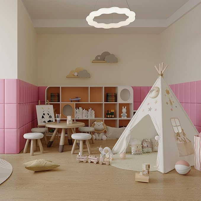 3D Anti-Collision Wall Padding for Kids Self-Adhesive 10PCS Pink headboard Panels for Wall Peel and Stick headboard