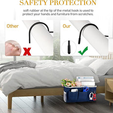 Bedside Storage Caddy/Bedside Hanging Storage Bag for Headboards Bunk Beds Dorm Rooms Book Phone Magazine Holder (Navy Blue)