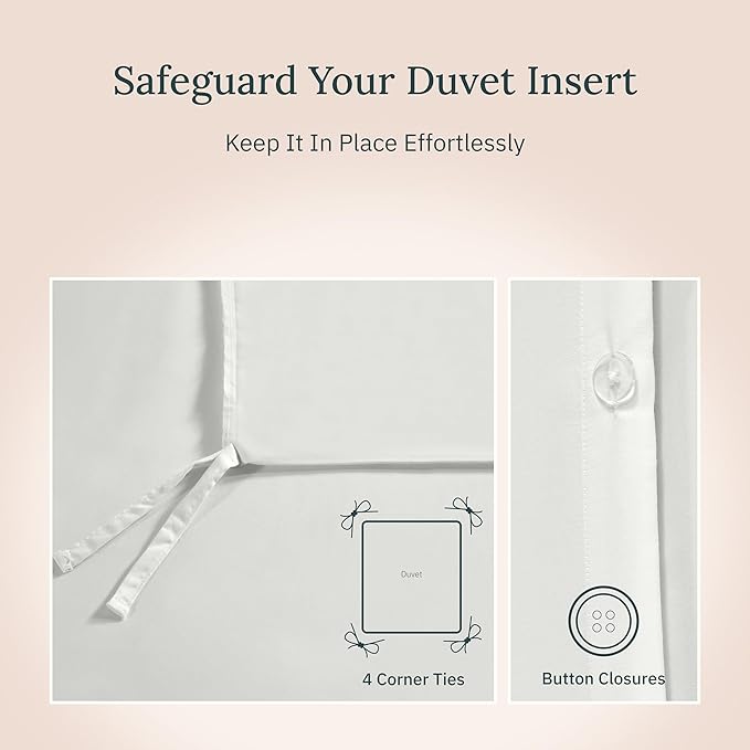 California Design Den Duvet Cover Twin Size/Twin XL Size Only - Premium 400 Thread Count, Natural 100% Cotton Bed Duvet Cover, Soft Sateen, Button Closure and Corner Ties - Ivory (Pale Tone)