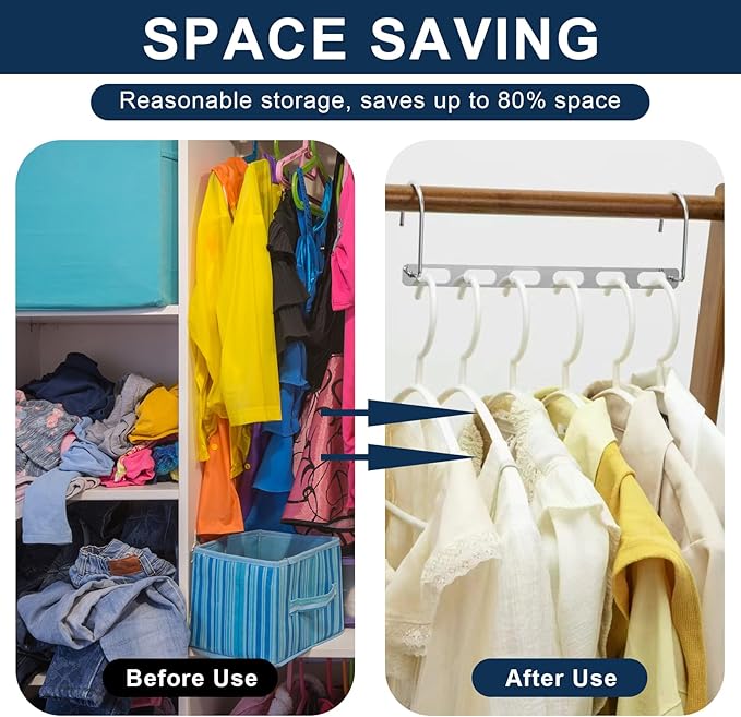 8 Pack Space Saving Metal Collapsible Hangers for Heavy Clothes, Closet Space Savers Metal Hanger Organizer for Dorm, Room Essentials Storage