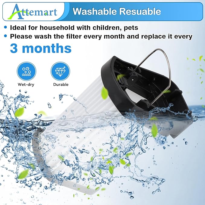 WV401 Fabric Filter Compatible with Shark Wandvac Cordless Handheld Vacuum WV400 WV401BL WV401PK WV410BL WV410PR WV410TL QV410QBL Replacement Filters, Compare to Part # XFFWV400, 6 Pack
