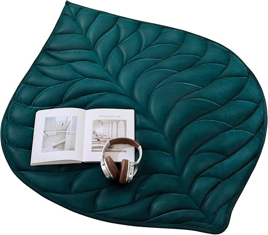 Weight Knee Blanket 5 pounds 23 "×29", Luxury Soft Small Weight Knee pad, Portable Travel Leaf Weight Blanket, Suitable for All Seasons, Machine Washable Dark Green