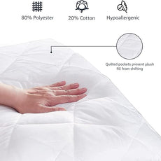 Amazon Basics Hypoallergenic Quilted Plush and Breathable Mattress Topper Pad, 18 Inches Deep, Queen, White