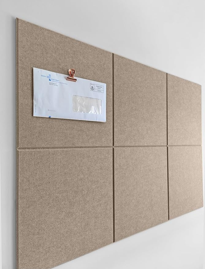Cork Board 24 x36 Alternative - 6 Pack Felt Wall Tiles with Safe Removable Adhesive Tabs, Cork Boards for Walls Cork Board for Home Office Pin Board Tack Board - Camel