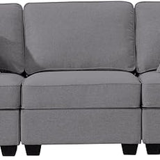 Legend Vansen Modular Sectional Sofa U Shaped Couch with Ottoman Modern Reversible Corner Sectional Couch for Living Room (Dark Grey, 2+3)