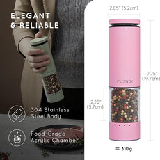 Electric Salt and Pepper Grinder Set Rechargeable, Automatic Salt and Pepper Grinder Set with Oversized Top Button, Stainless Steel Electric Salt and Pepper Shakers Set