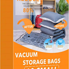 10 Small Vacuum Storage Bags, Space Saver Sealer Compression Bags for Blankets, Comforters, Pillows, Clothes Storage