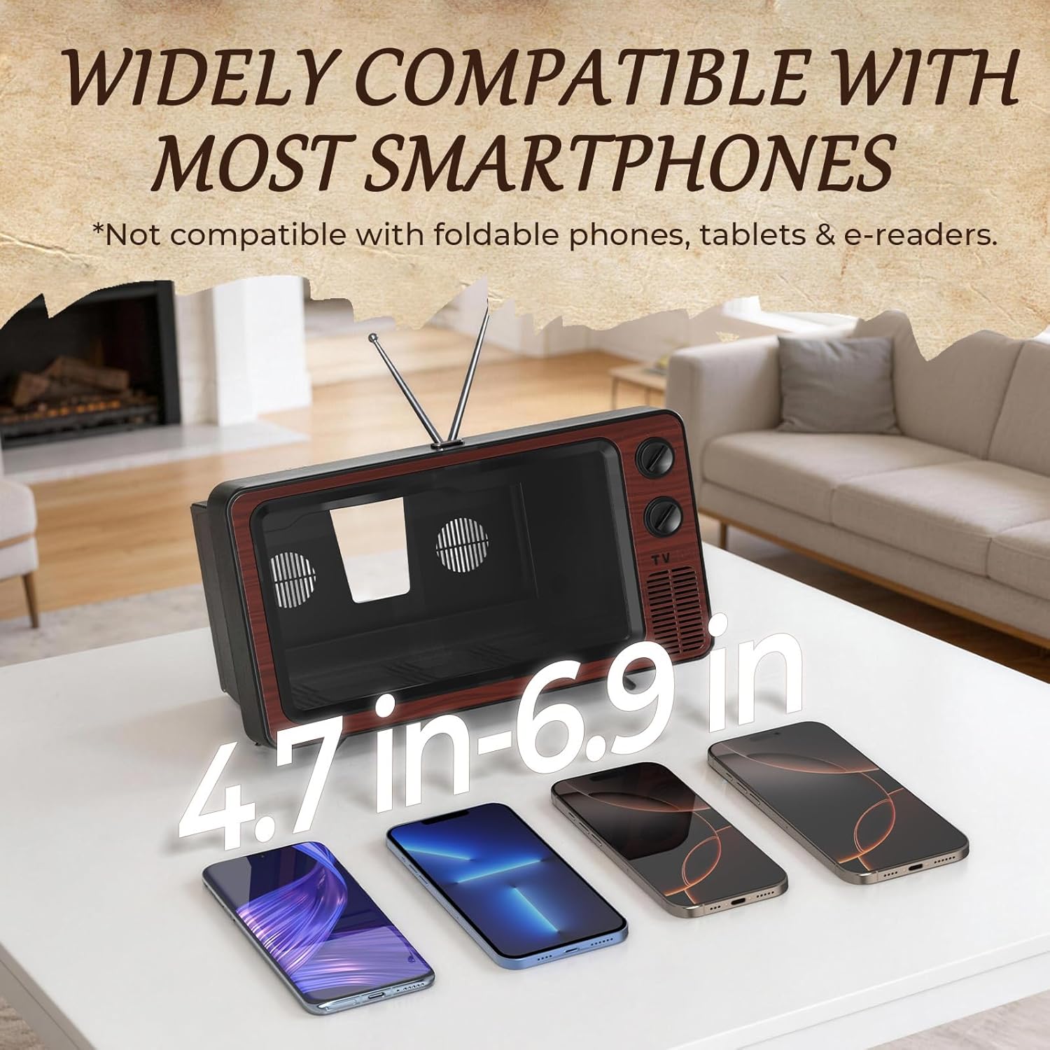 SEANCHEER Retro TV Phone Screen Magnifier – 12” Foldable Mini Cinema