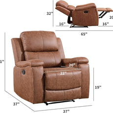 CANMOV Leather Recliner Chair Set of 2, Classic and Traditional Manual Recliner Chair with Overstuffed Arms and Back, Manual Single Sofa with Concealed Cup Holders,Brown