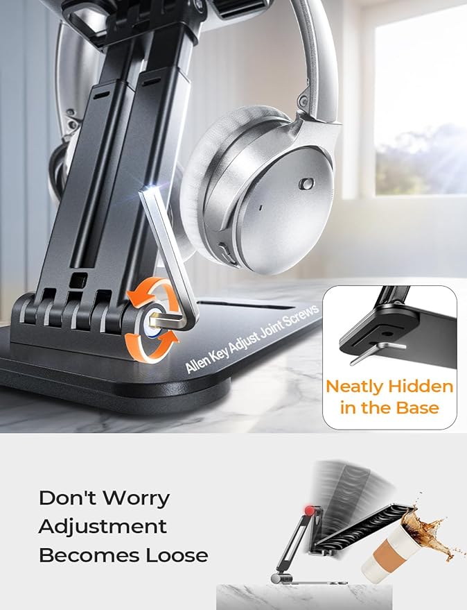 LISEN for iPad Stand Tablet Holder for Desk, Cool Office Gifts for Men Women Desk Accessories, Essentials Home Office Gadgets Portable Monitor Stand for iPad a16 Accessories Kindle Fire 4-15.9"