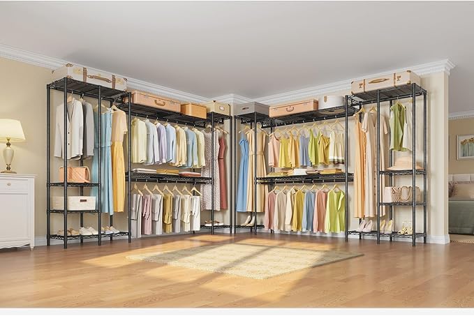 VIPEK X40 Expandable Large Reach-in Closet Rack Adjustable from 6'4" to 8'2'' with Extendable Shelves and Hanger Rods, Walk-in Clothes Rack Mental Freestanding Clothing Racks, Max Load 1240LBS, Black