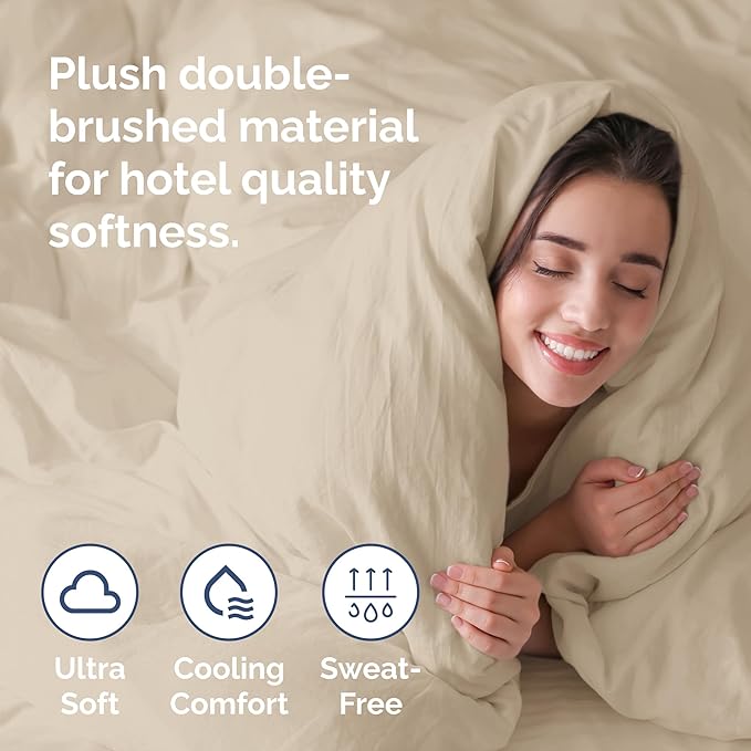 Duvet Cover Full Size Set - Extra Soft Full Size Duvet Cover 80 x 90 with 2 Pillow Shams - Hotel Luxury Quality Easy Care and Fade Free w/Zipper Closures & Ties - Comfy Breathable Bedding Set (Wheat)
