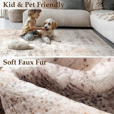 9x12 Area Rug Beige Grey Abstract Living Room Bedroom Carpet Neutral Modern Non Slip Soft Medium Pile Indoor Large Throw Rug for Dining Room Office