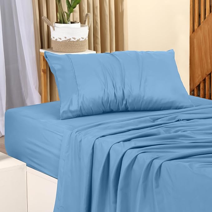 Utopia Bedding Twin Sheet Set – 3 Piece Bed Sheets for Twin Size Bed, Soft and Breathable Microfiber, Includes 1 Fitted Sheet, 1 Flat Sheet and 1 Pillowcase (Dutch Blue)