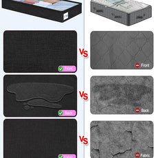 punemi Under Bed Storage Containers, Below 4 Inches Tall Low Profile Foldable Under Bed Storage,No Structure, Soft Fabric Blanket Storage and Clothing Storage with Zipper, 2 Pack, 20x40x3.7in, Black